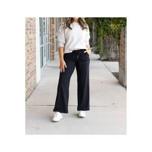 NEW JULIA ROSE morgan casual loose fit luxe wide leg pants in black
